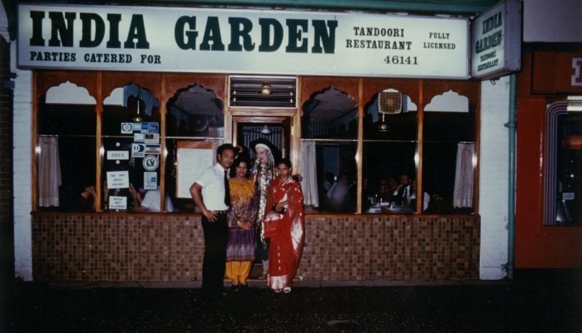 The team outside the restaurant many years ago